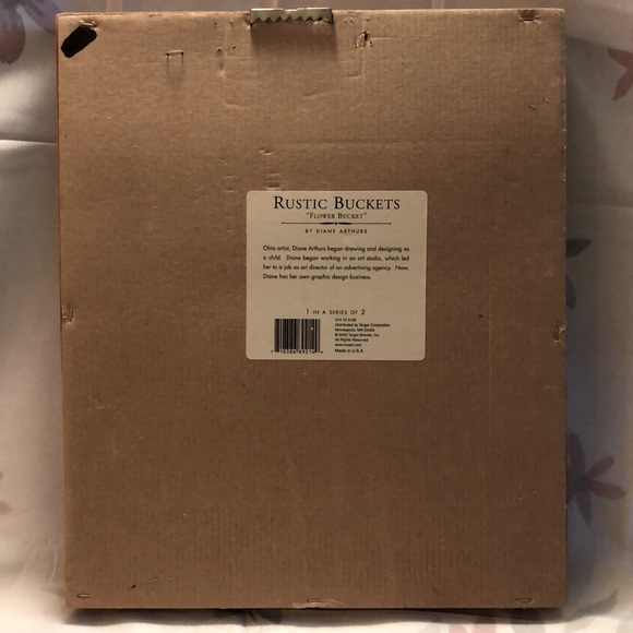 Vintage Diane Arthurs Rustic Buckets Print Reclaimed Barn Wood Frame 13.25x11.25 - Picture 2 of 3